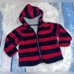 HANNA ANDERSSON Jacket Boys 90 US 3T Sherpa Fleece Hooded Stripe